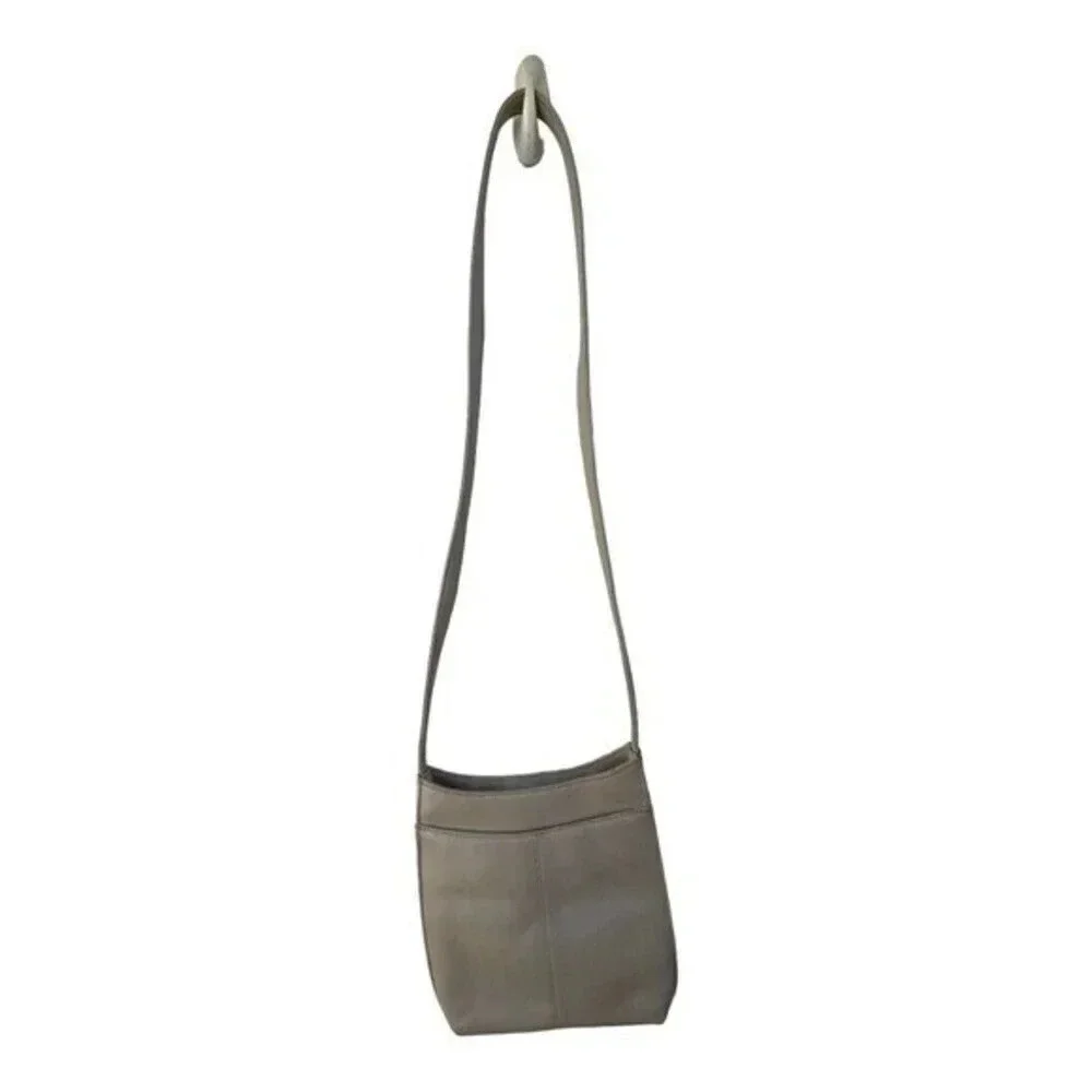 Jones New York Vintage Leather Shoulder Bag Slim Purse Bone​​​‎